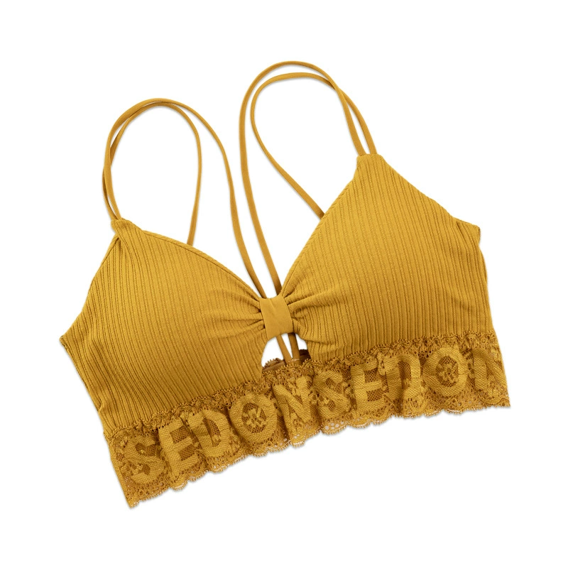Lace Tube Top Bralette, Push-Up Wireless Bra Top, French-Style, One Size (Women)