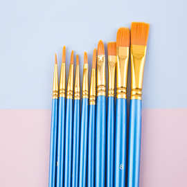 外贸水彩笔批发绘画勾线笔 尼龙丙烯油画笔 10支装美术排笔刷套装