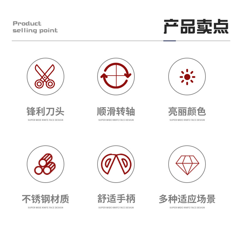 家用多功能剪刀多用途不锈钢厨房剪刀办公橡塑剪学生剪子直销工厂详情2