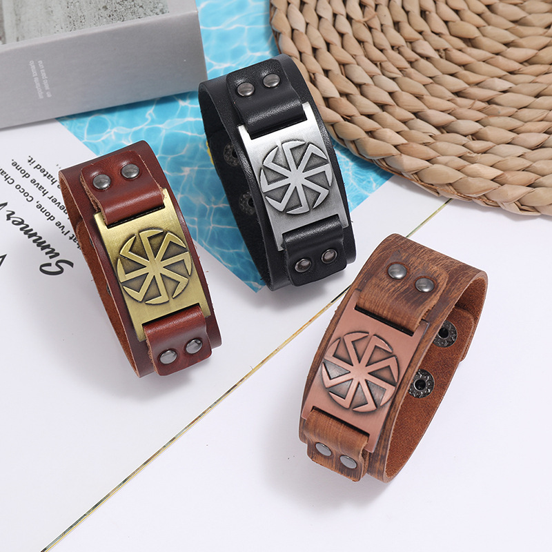 retro simple punk leather bracelet