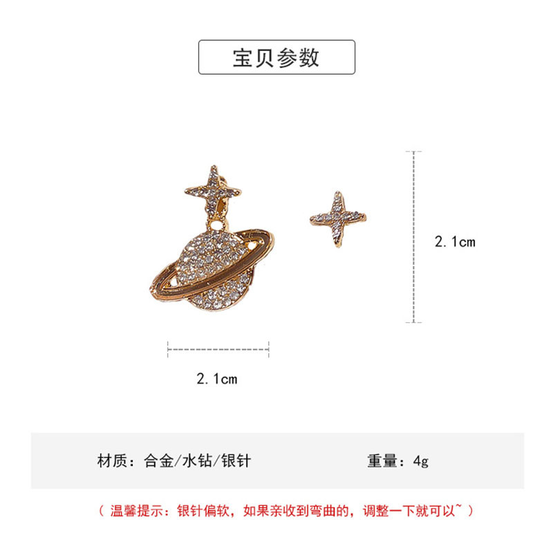 925 Silver Needle Asymmetric Earrings Simple Diamond Star  Korea New Earrings Wholesale Nihaojewelry display picture 2