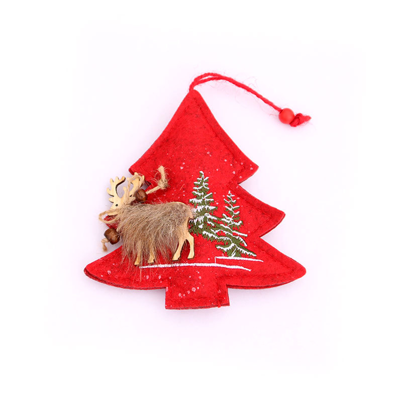 Amazon Navidad de alta gama tela pequeño colgante decoración navideña suministros ELK colgante bordado regalo de Navidad