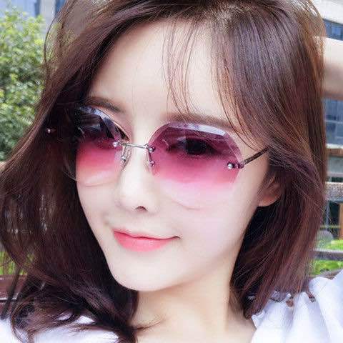 Polygon Frameless Trimming Sunglasses Metal lady Ocean ultraviolet-proof 9812 The new sunglasses
