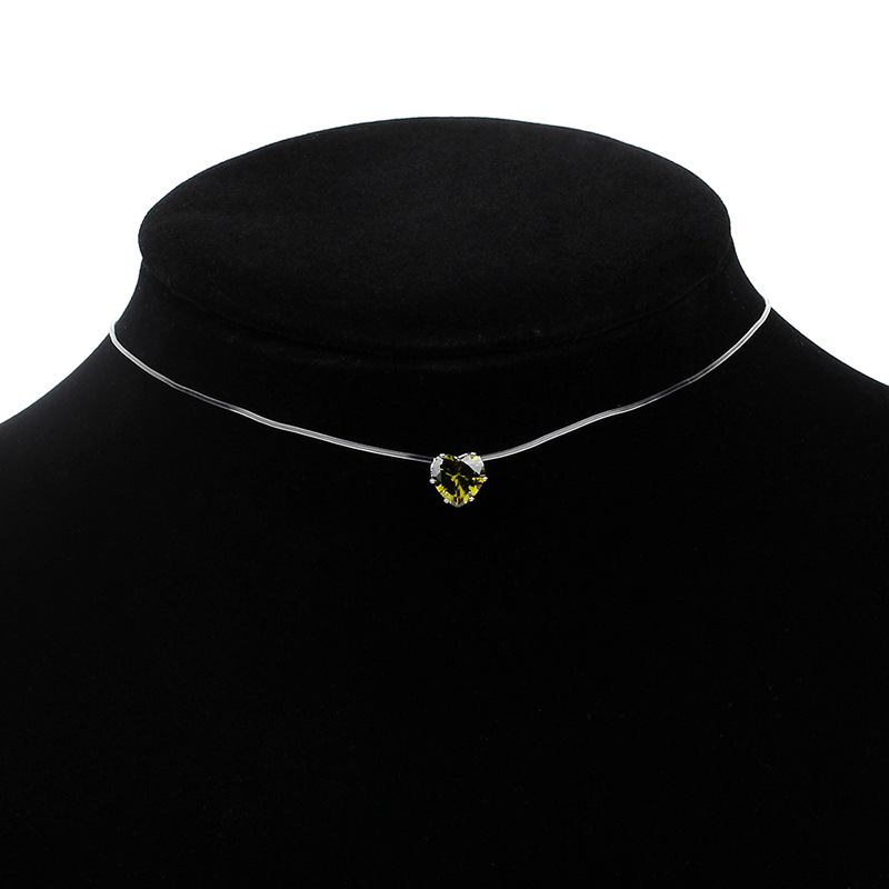 Simple Heart-shape Color Zircon Necklace Wholesale display picture 10