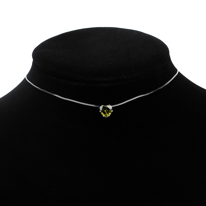 3g Weight Alloy Pendant Material Necklace Classification Fishing Line Chain Material Woven Chain Chain Type Travel Occasion Fishing Line Material Heart Shape Pattern Women'S Gender Simple Style Style Pink, Red, Green, Blue Color Simple Style Heart Shape Fishing Line Woven Chain Pendant Necklaces Wholesale 14