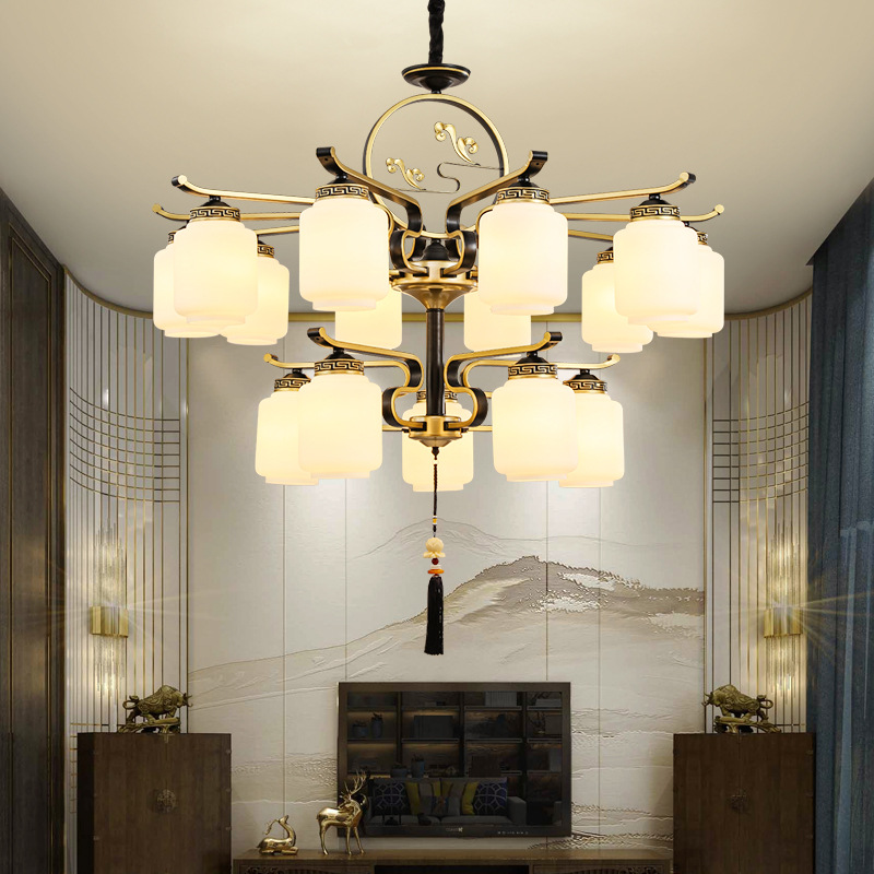 中国风现代新中式led吊灯客厅复古酒店别墅大厅灯卧室灯书房灯具|ms