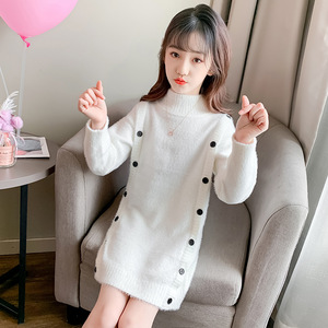 女童毛衣中长款2020新款中大童洋气时髦儿童韩版女孩套头针织衫潮