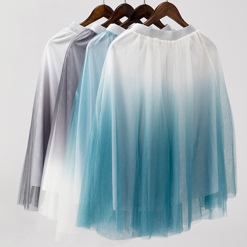 Modern square dance clothing, new mesh gradient skirt, basic training ballet training clothing, adult dance performance clothing