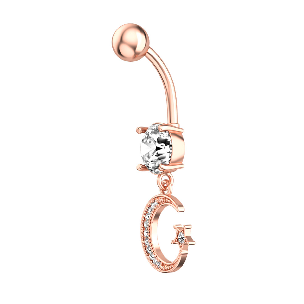 Fashion Moon Stainless Steel Plating Zircon Belly Ring display picture 7