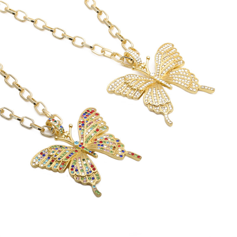 Diamond Butterfly Hip-hop Necklace display picture 1