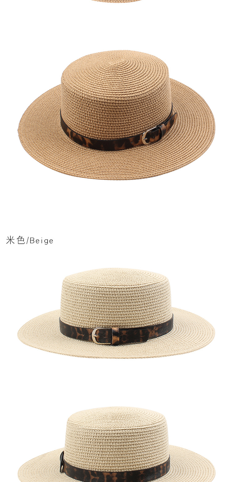 Moda Verano Nuevo Estilo Británico Sombrero De Copa Plana Estampado De Cinturón De Leopardo Moda Todo Fósforo Pequeño A Lo Largo De Las Señoras Sombra Exterior Sombrero De Paja Nihaojewelry display picture 4