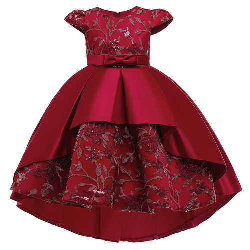 New Cross-border Amazon Children's Dress Princess Dress Flower Lace-like Bow Puff Dress Children's Clothing