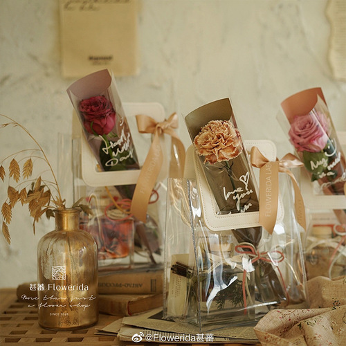 Transparent PVC baking tote bag transparent bag Women's Day dessert wedding candy bag flower bouquet gift bag souvenir