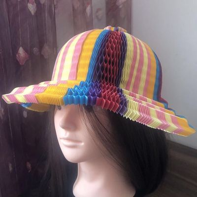处理纸帽子加厚魔术百变花瓶折叠帽子花瓶帽景区户外热销|ru