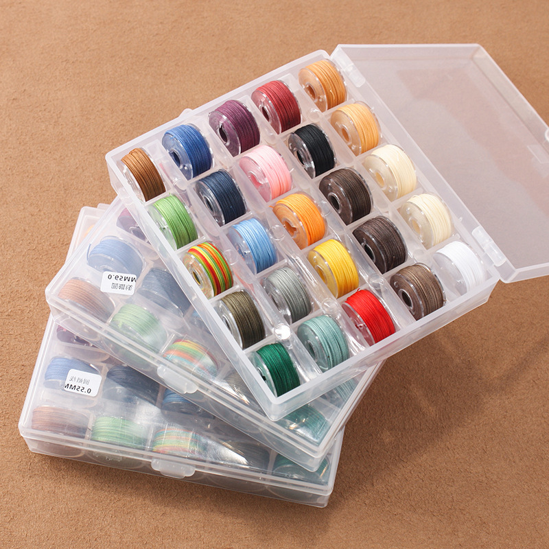 Boxed 25-Color Rainbow Thread, Hand-Sewing Round Wax Thread 130g, Leather Thread, Braided Polyester Thread 0.45/0.55/0.65