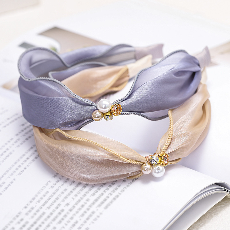 New Fashion Satin And Bright Silk Fabric Rhinestone Pearl Cheap Headband Wholesale display picture 12