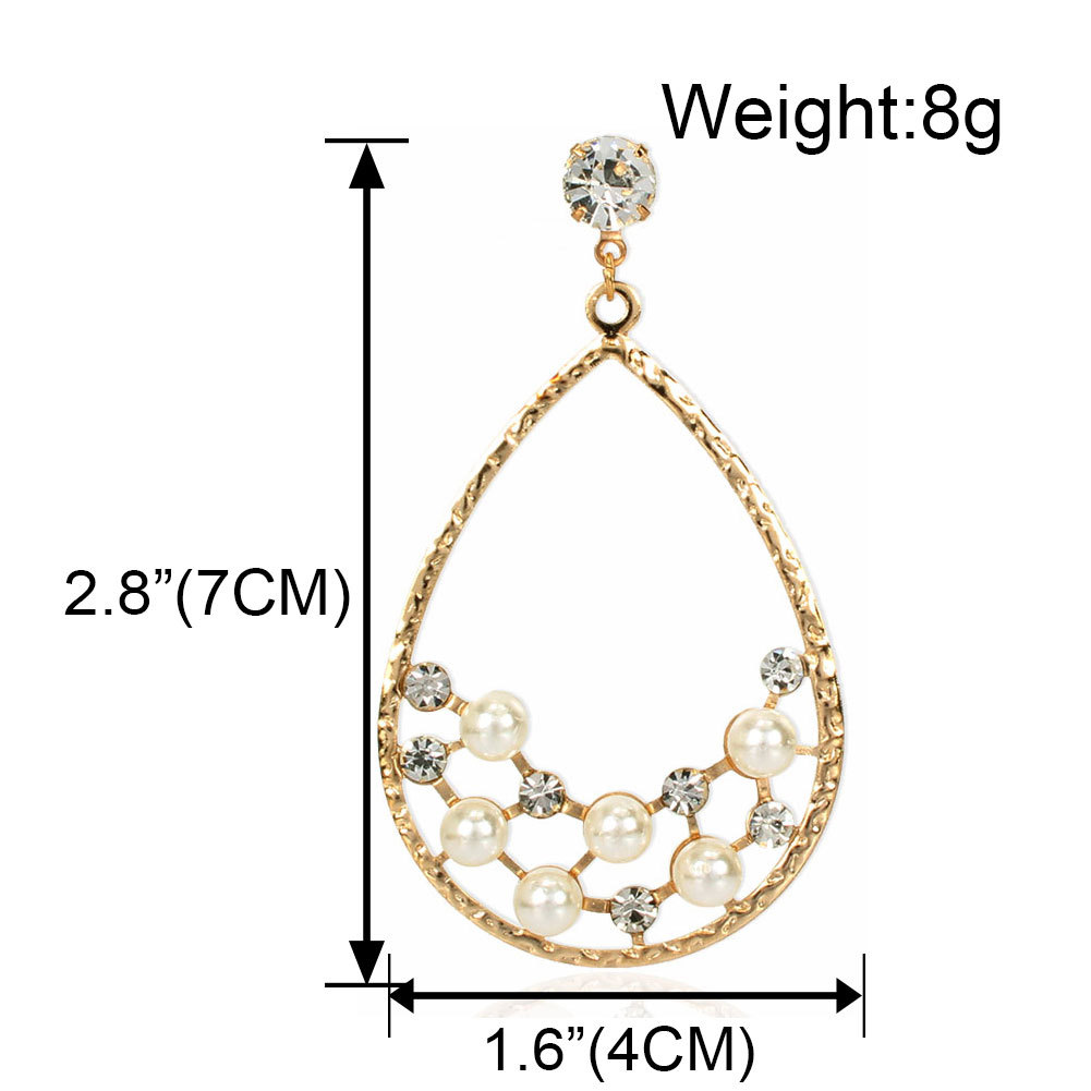Creative Personality Drop-shaped Alloy Acrylic Diamond-set Pearl Earrings Wholesale Nihaojewelry display picture 1