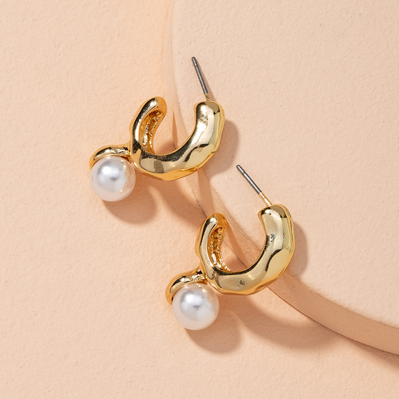 Retro Simple Pearl Earrings display picture 1