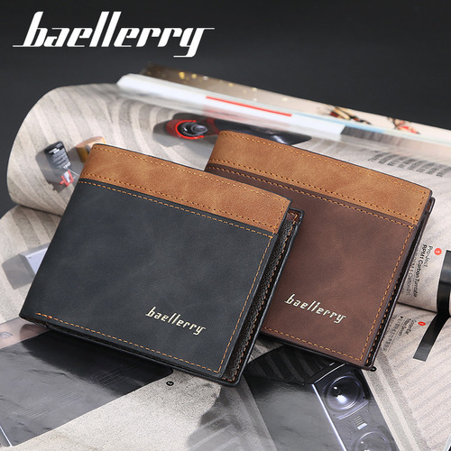baellerry men's short Korean style wallet with multiple card slots creative leather small wallet youth fashion coin purse