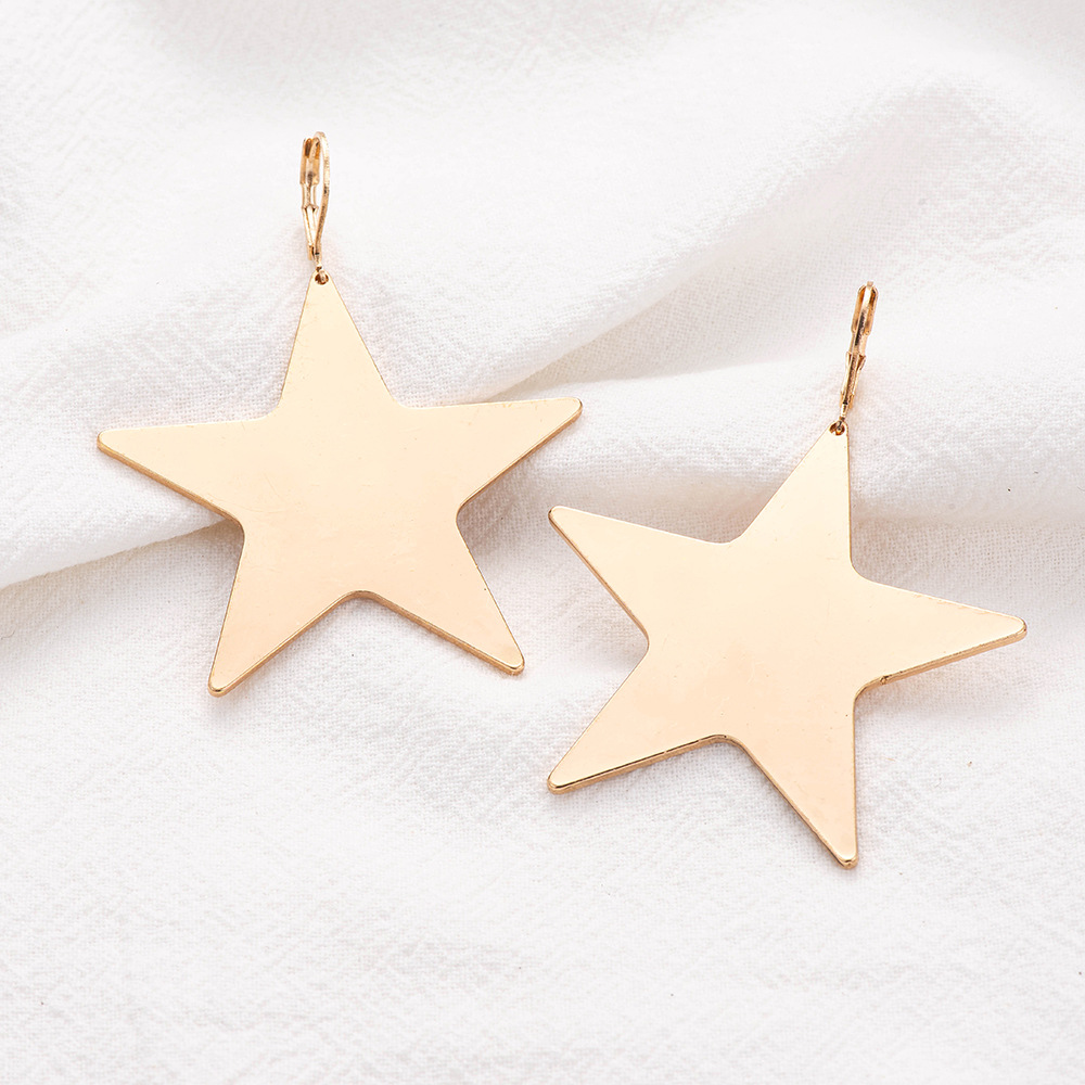 New Alloy Simple Geometric Five-pointed Star  Glossy Earrings Wholesale Nihaojewelry display picture 7