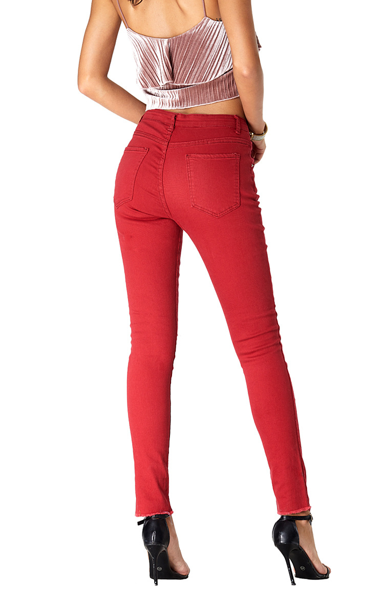 red high waist slim casual jeans NSSY9882