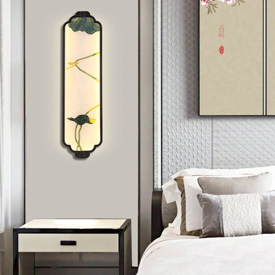 Enamel All copper Bedside Wall lamp New Chinese style Tearoom Restaurant bedroom a living room Aisle Background wall led Decorative painting