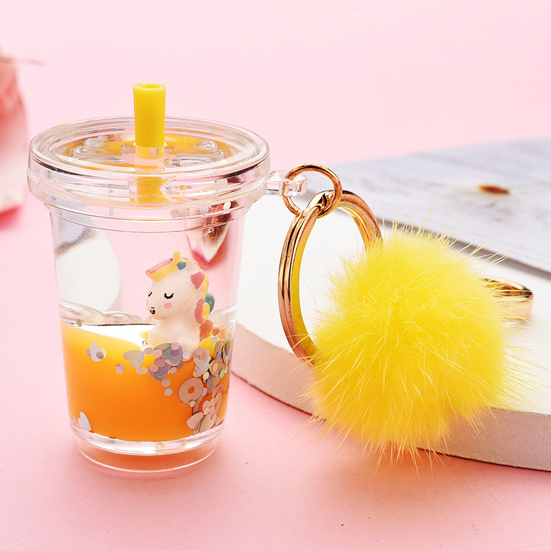 Cartoon Unicorn Milk Tea Bottle Acrylic Keychain Wholesale Nihaojewelry display picture 8