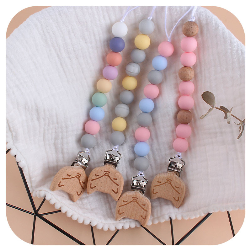Nueva Beech Fox chupete clip bebé DIY creativo chupete cadena cuentas de silicona de dibujos animados Beech beads Toy teether