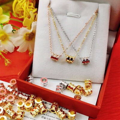 【沙金】直播爆款镀金小蛮腰吊坠 简约转运珠锁骨链女 镀金圆项链|ms