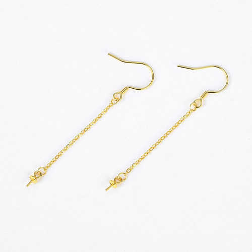 S925 sterling silver tassel cross ear wire long universal ear hook empty tray DIY handmade pearl earring accessories