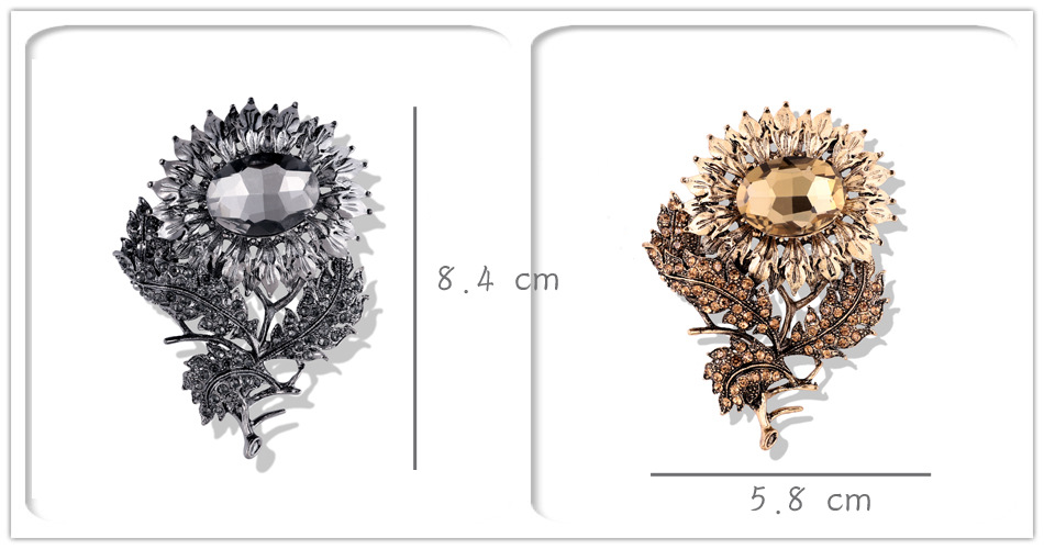 46g Weight Artificial Crystal, Rhinestones Inlay Material Brooches Classification Banquet, Party Occasion Alloy Material Sunflower Pattern Unisex Gender Plating, Inlay Design Glam, Retro, Shiny Style Glam Retro Shiny Pin Sunflower Alloy Plating Inlay Artificial Crystal Rhinestones Unisex Brooches 1