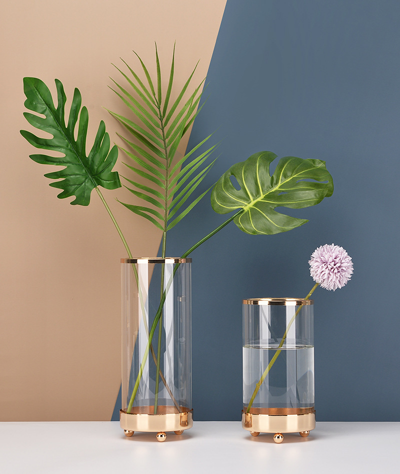 Glass Flower Vase Nordic Hydroponic Flower Bottle Cosmetic Brush Storage Bucket Small 8 X 3 Inch