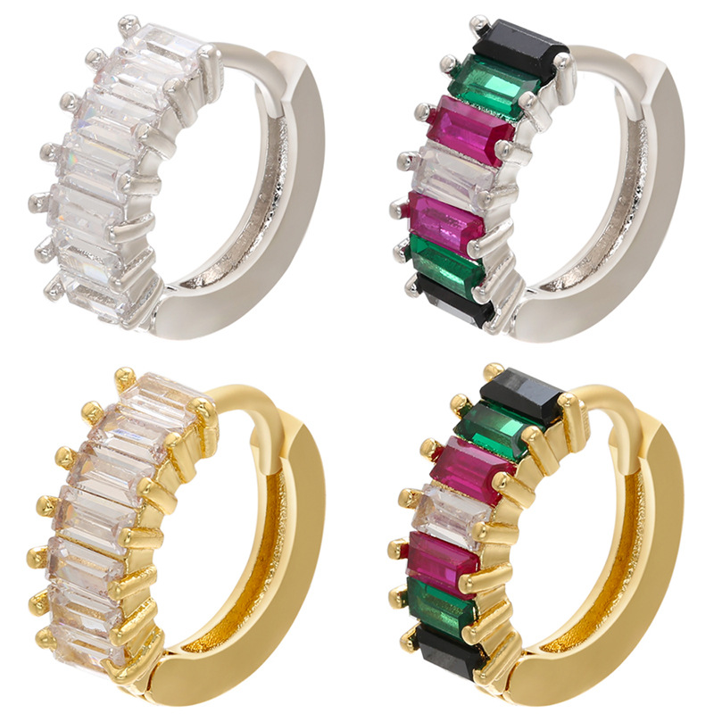 Rechteckige Farbige Diamant Mode Ohrringe Großhandel Schmuck Nihaojewelry display picture 1