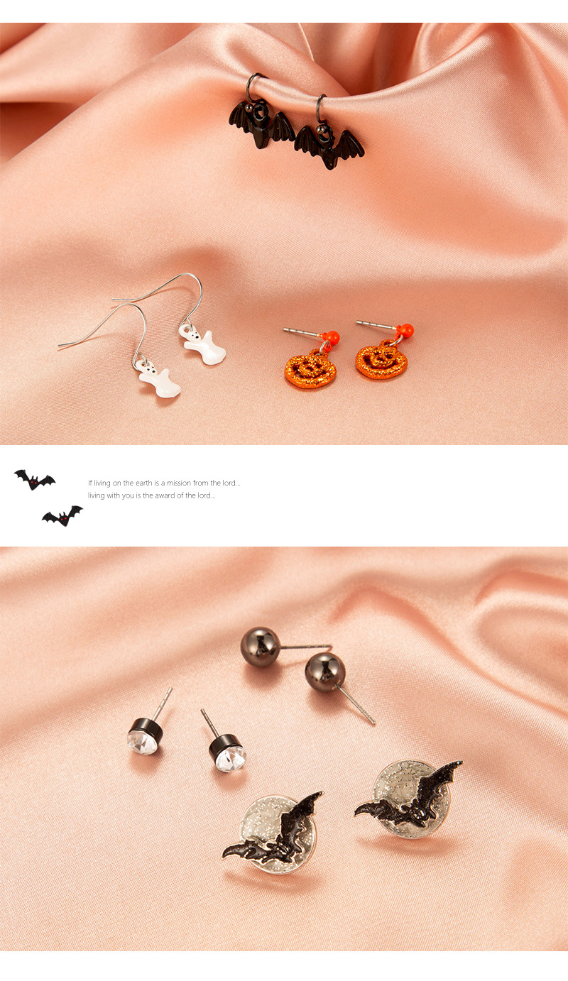 Halloween Crâne Citrouille Lanterne Chauve-souris Boucles D&#39;oreilles En Gros Nihaojewelry display picture 3