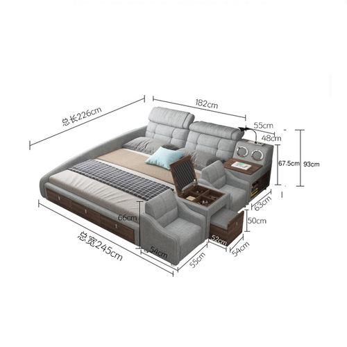Nordic storage and organization vanity console modern minimalist bedroom futon double fabric bed