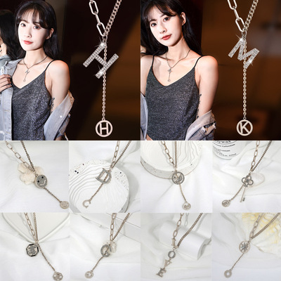 厂家直销韩版中长款秋冬锁骨链项链女时尚气质百搭毛衣链衣服配饰|ms