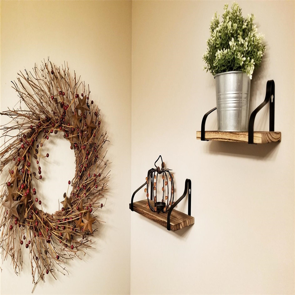 Amazon transfronterizo hierro estante de la pared de madera maciza partición estantería estante de La Flor de la cocina, dormitorio colgante de pared