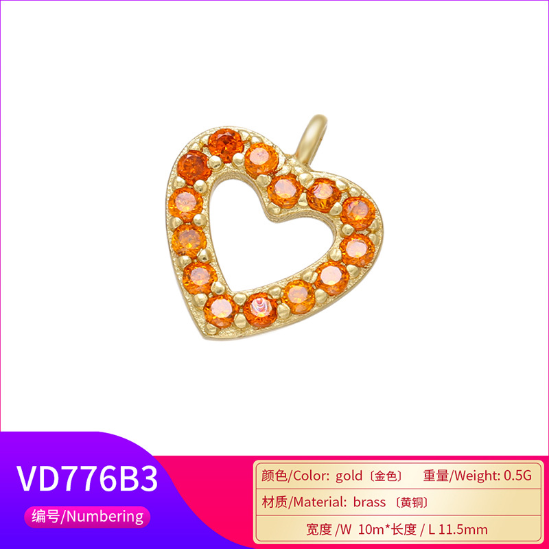 Micro-inlaid Colored Heart Five-pointed Star Small Pendant Diy Jewelry Accessory display picture 2