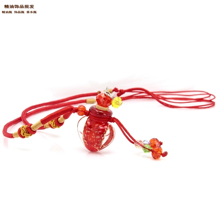 中国精油饰品网批发心形大红色小金沙双扣绳项链吊坠2.jpg