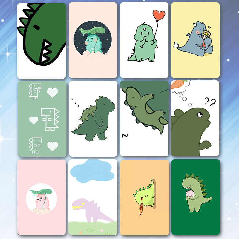 小恐龙卡通卡贴学生饭卡水卡门禁卡贴防水防消磁贴纸卡贴免邮