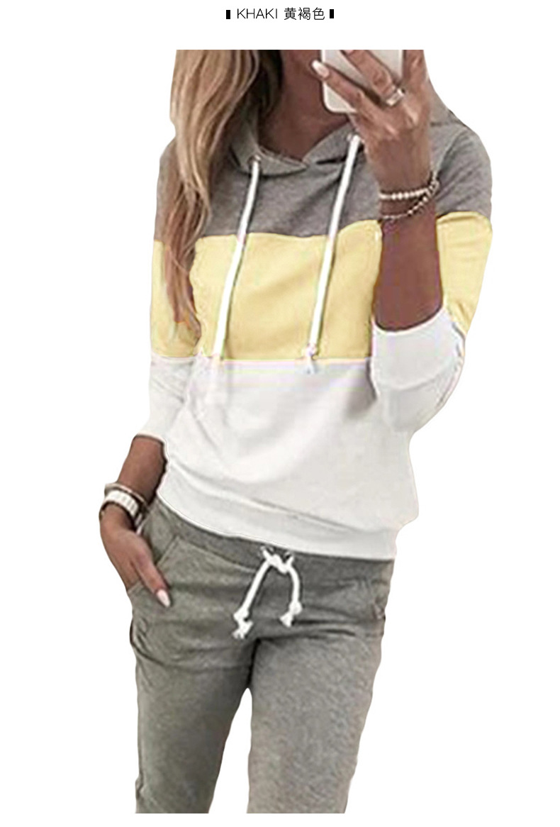 women long-sleeved autumn new hit color hooded street style pullover sweater suit  NSSI2474