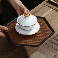 重竹茶盤整塊實木干泡盤托盤長方形茶海功夫茶具簡約家用茶台小號