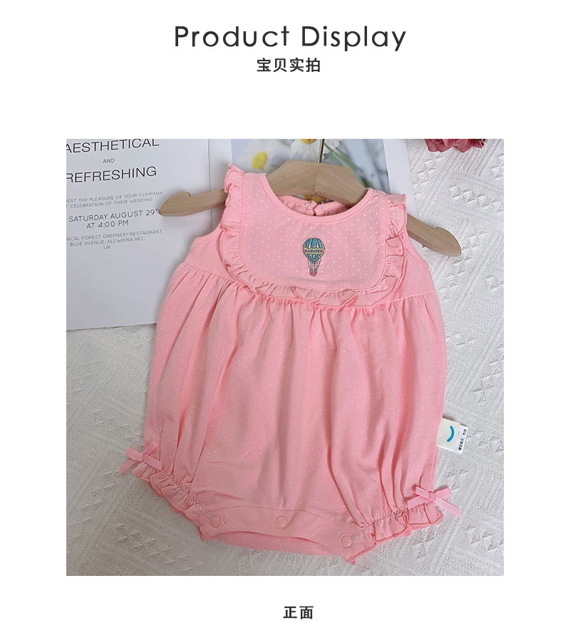 Summer New 0-2 Year Old Baby Girl Baby Korean Fashion Sweet Cute Pink White Dot Vest Robe Wholesale Nihaojewelry display picture 5