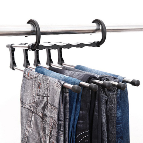 Multifunctional trouser rack, trouser hanger, household folding magic trouser clip, multi-layer telescopic trouser hanger, wardrobe storage artifact