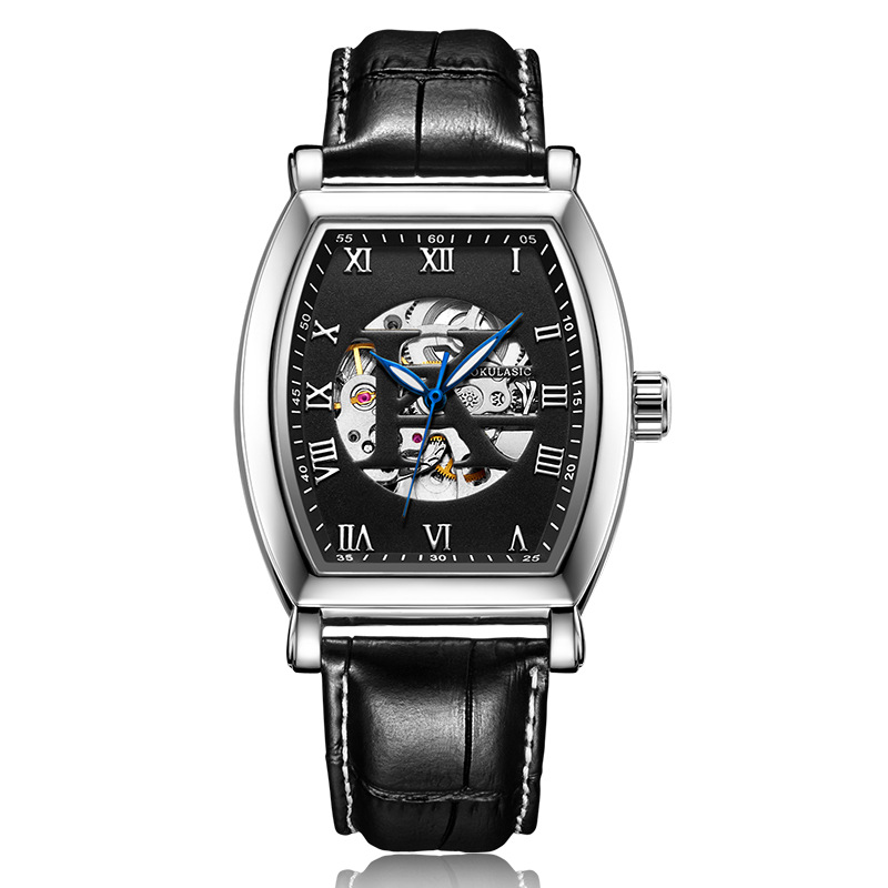 Ogulas K Reloj mecánico automático para hombre hollow-out transparent bottom Belt reloj automático reloj 5002B