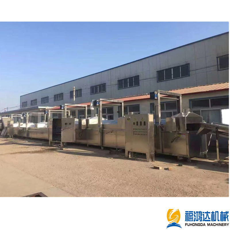 连续式汉堡肉饼油炸设备 温度控制准确  网带式泥鳅鱼油炸流水线