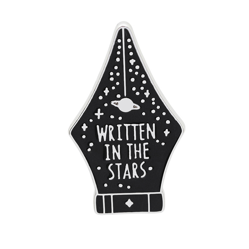 Fashion Star Pen Brooch Black English Letter Student Wild Alloy Badge display picture 7