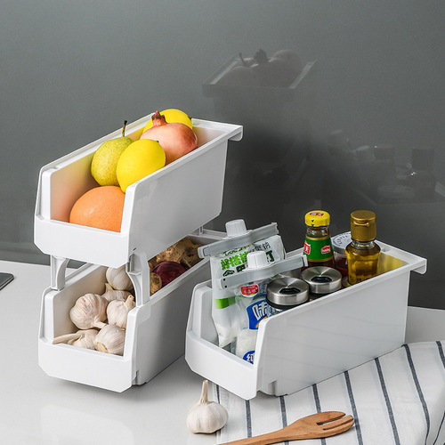 Kitchen shelves can be stacked with fruit and vegetable storage baskets, vegetable baskets, drawer storage baskets, plastic sundries baskets with multiple layers