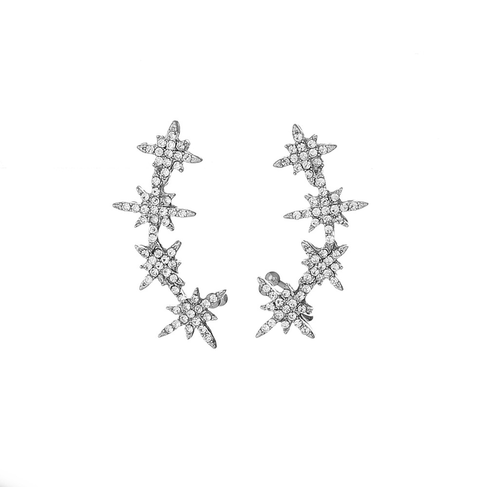 New Earrings S925 Silver Needle Diamond Snowflake Star Earrings Eight-pointed Star Ear Bone Clip Wholesale Nihaojewelry display picture 4