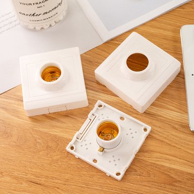 明裝86型E27燈頭螺旋平口底座廠家全新ABS料方形平燈座燈飾配件